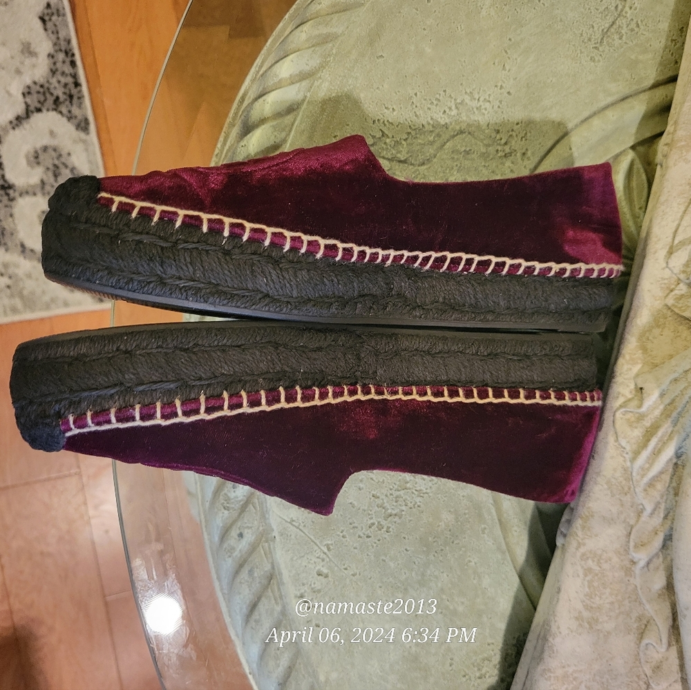 Tory Vurch Velvet Logo Espidrilles Platform Designer Summer Beach Shoes   #751 - Picture 8 of 15